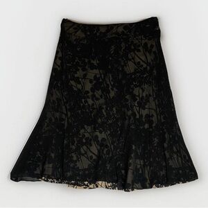 Vintage Anne Carson Chiffon Skirt Sz 12 Black Sheer Layered Floral Whimsigoth